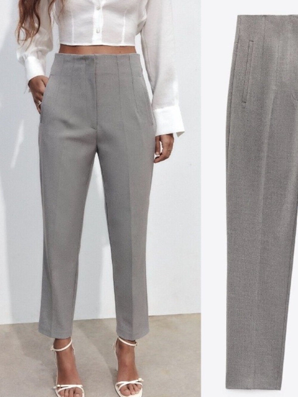 NWOT Classic High-Waist Tailored Cropped Trouser - Dark Gray (sz M)